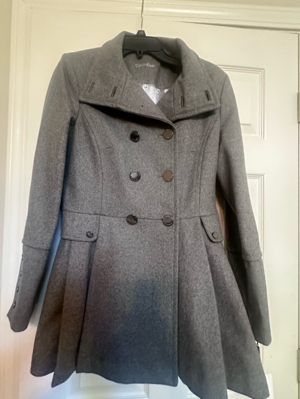 Calvin Klein Gray Wool Peacoat